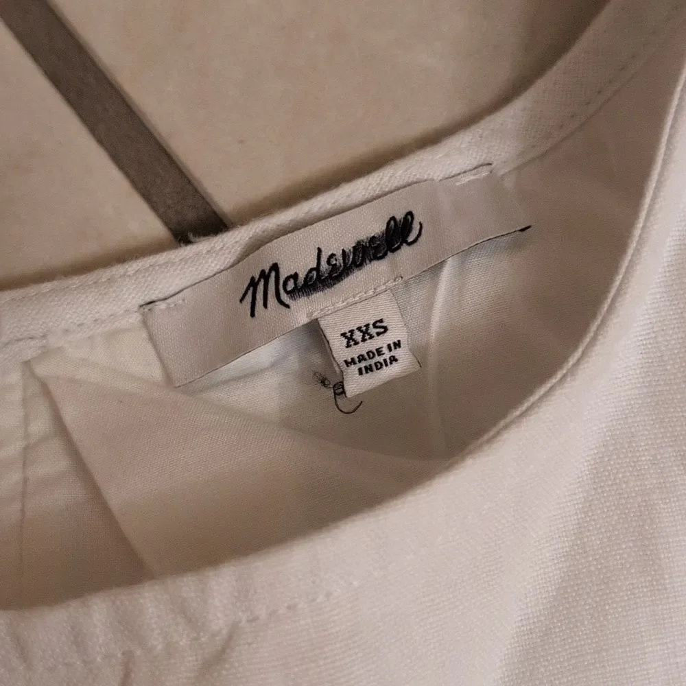 NWT Madewell Linen Dress White Shift Mini With pockets Size XXS - Picture 7 of 13